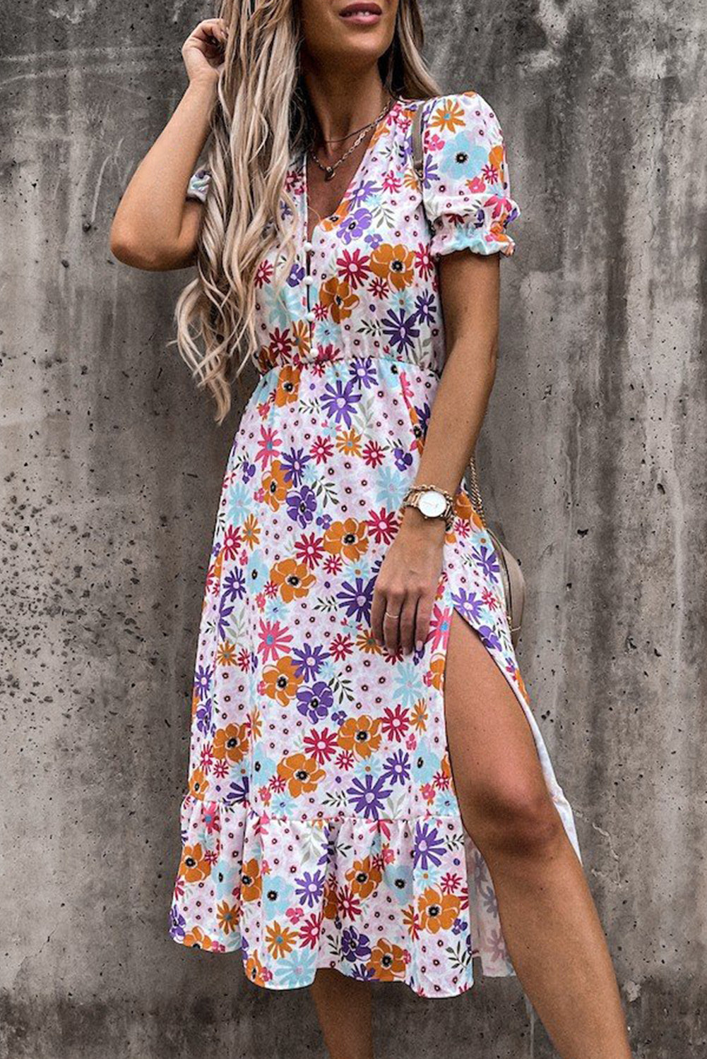 Georgia™ | Maxi Vestido Elegante con Flores y Escote en V