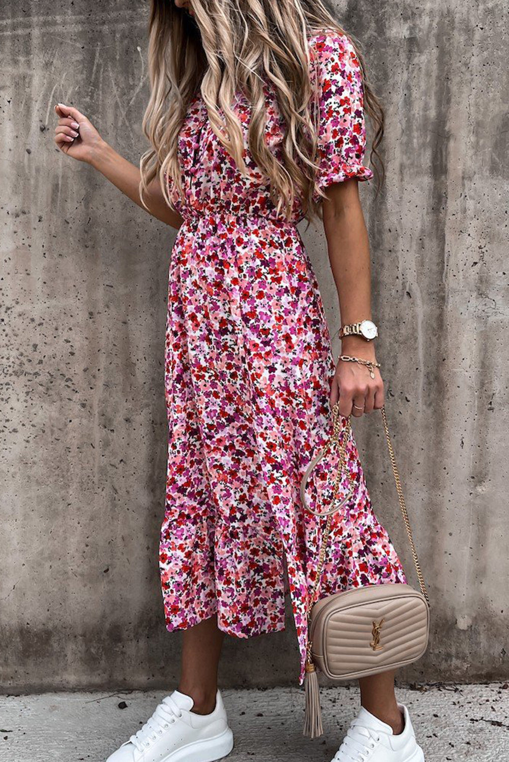 Georgia™ | Maxi Vestido Elegante con Flores y Escote en V