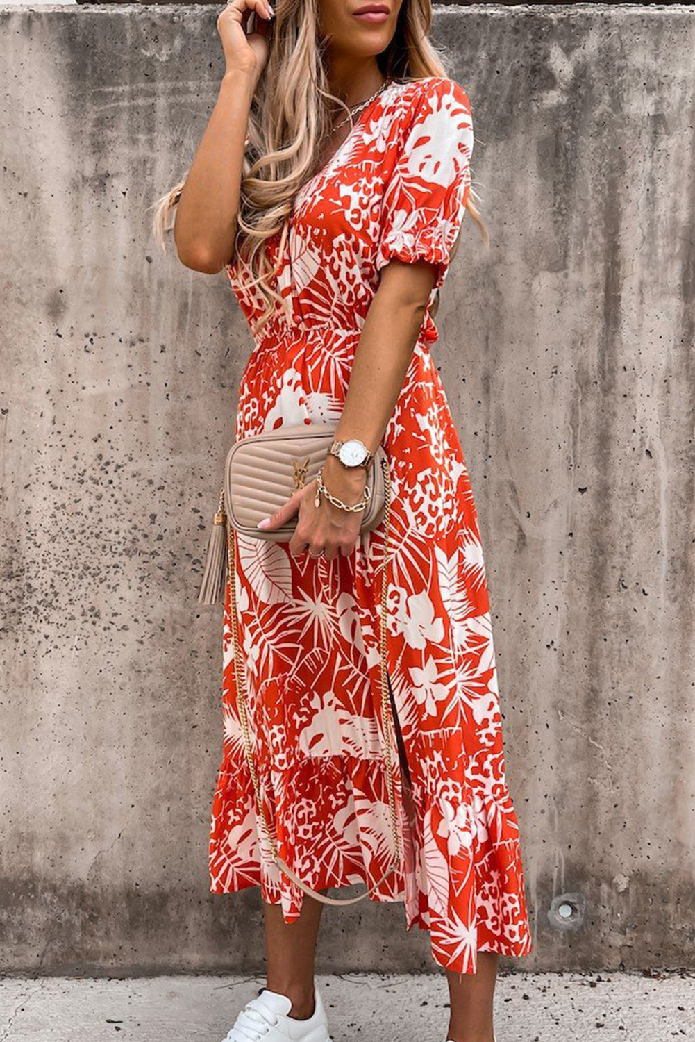 Georgia™ | Maxi Vestido Elegante con Flores y Escote en V