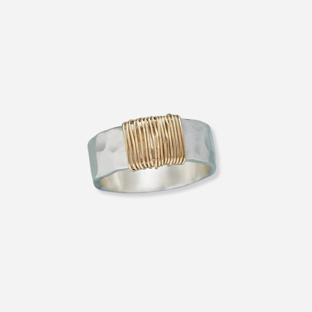 Anillo de Plata con Hilo Dorado Vintage