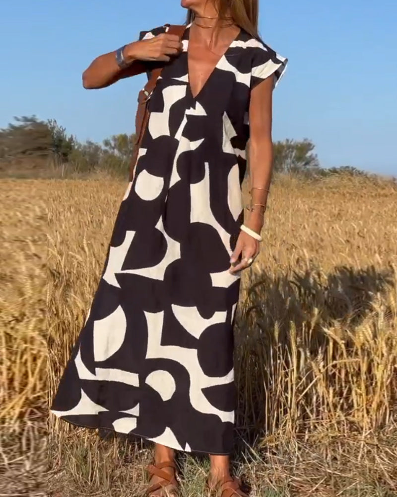 SITAâ„¢ | Vestido Elegante con Estampado y Escote en V