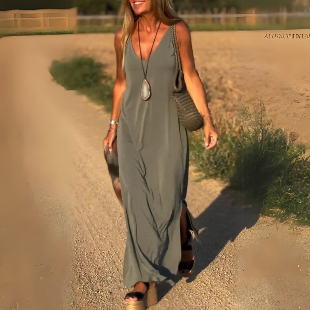 Élyse™ | Elegante Maxivestido Sin Mangas con Escote en V Refinado