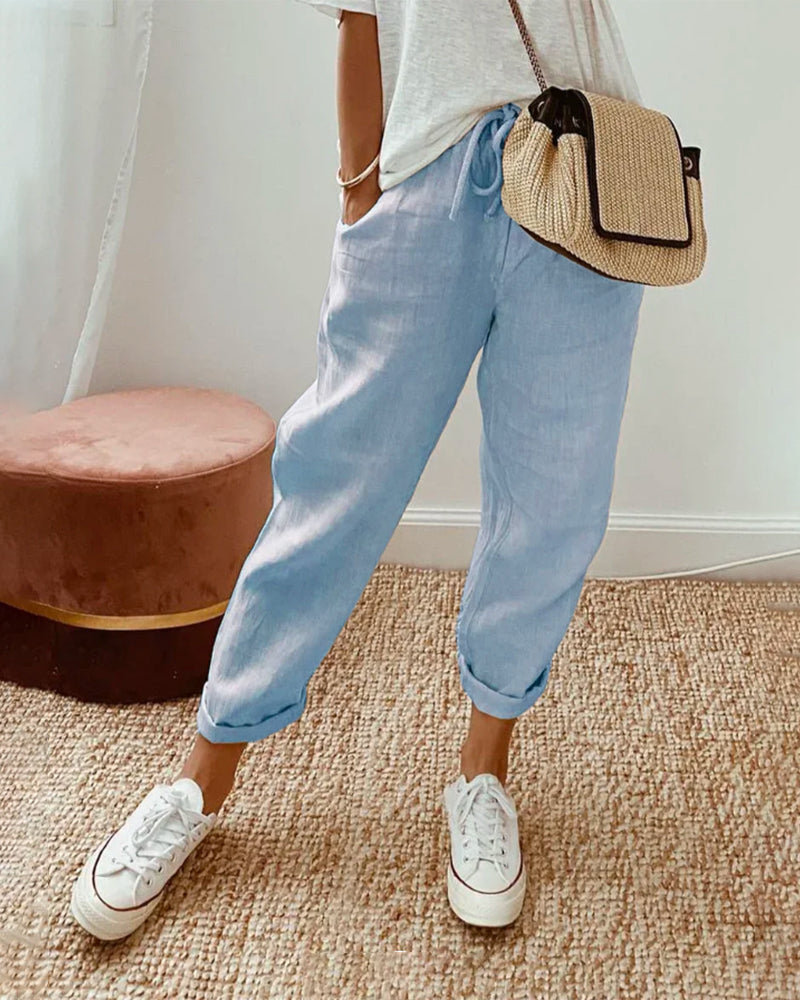 Sara | Pantalón de lino transpirable, casual y elegante