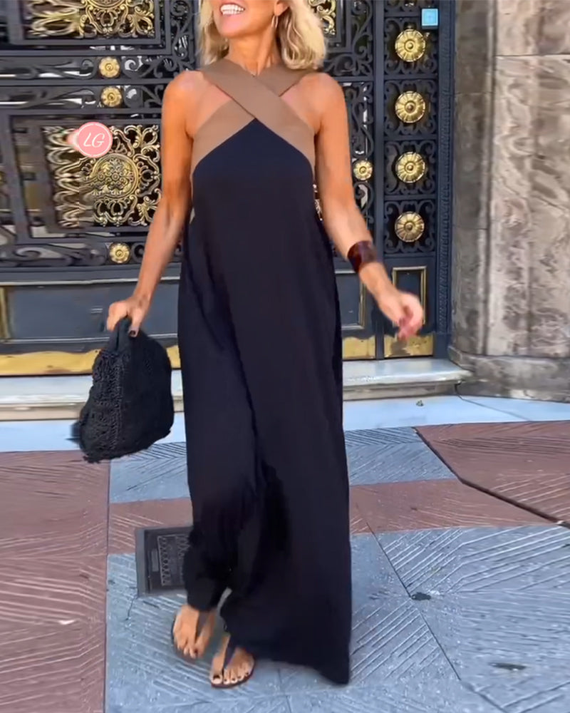 SIENNA™ | Vestido Elegante con Escote Profundo en la Espalda y Cuello Envolvente
