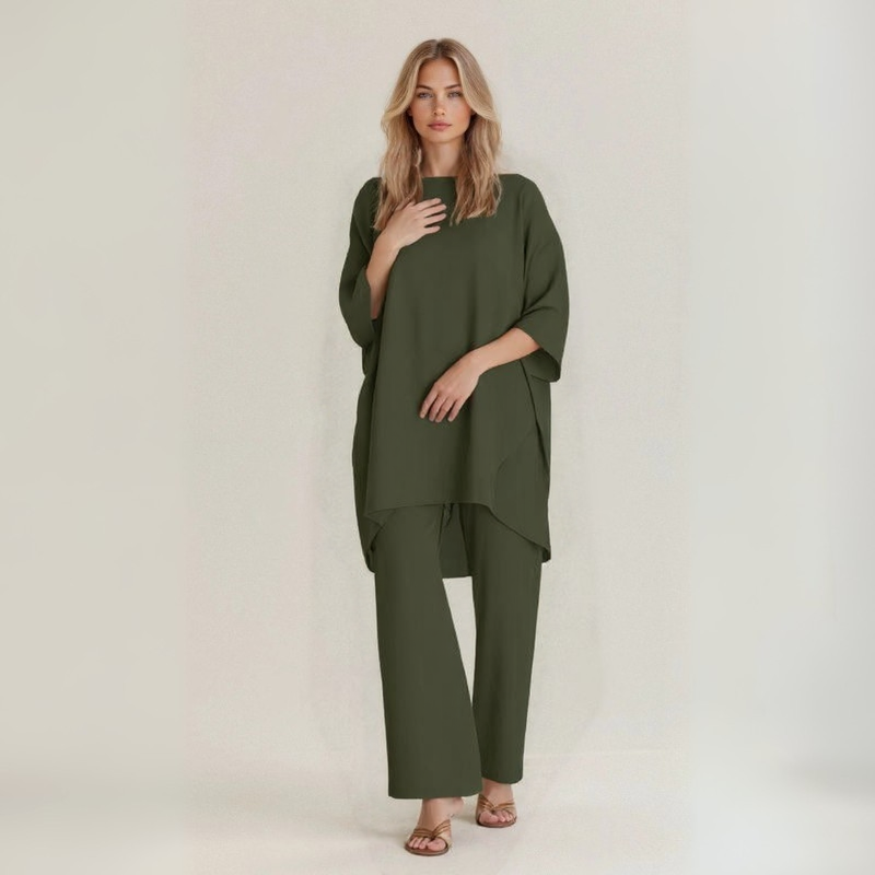 Silvia | Conjunto de lino y algodón artesanal