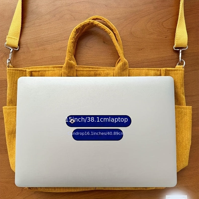 Bolso Tote de Terciopelo Acanalado con Bolsillos
