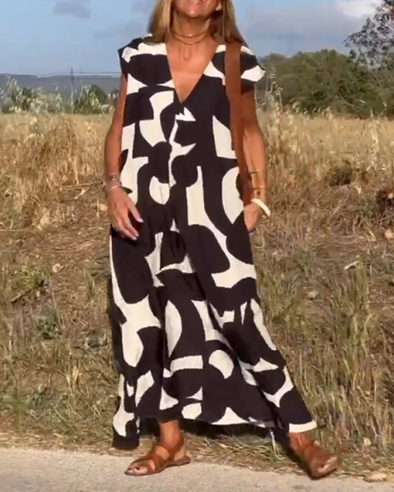 SITAâ„¢ | Vestido Elegante con Estampado y Escote en V