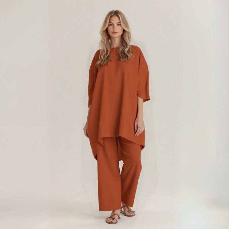 Silvia | Conjunto de lino y algodón artesanal