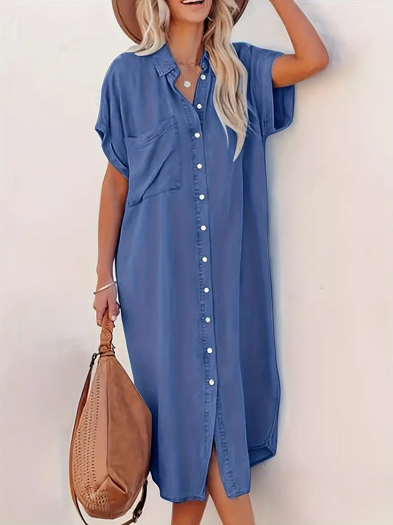 Béatrice™ | Vestido Camisa Elegante con Bolsillos Cómodos