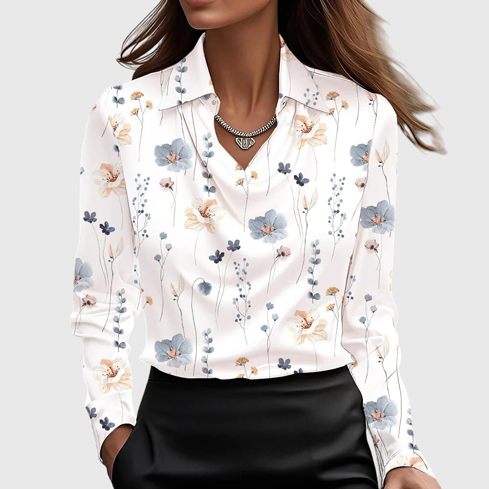 Sylvie | Blusa con brillo lujoso y cuello plisado