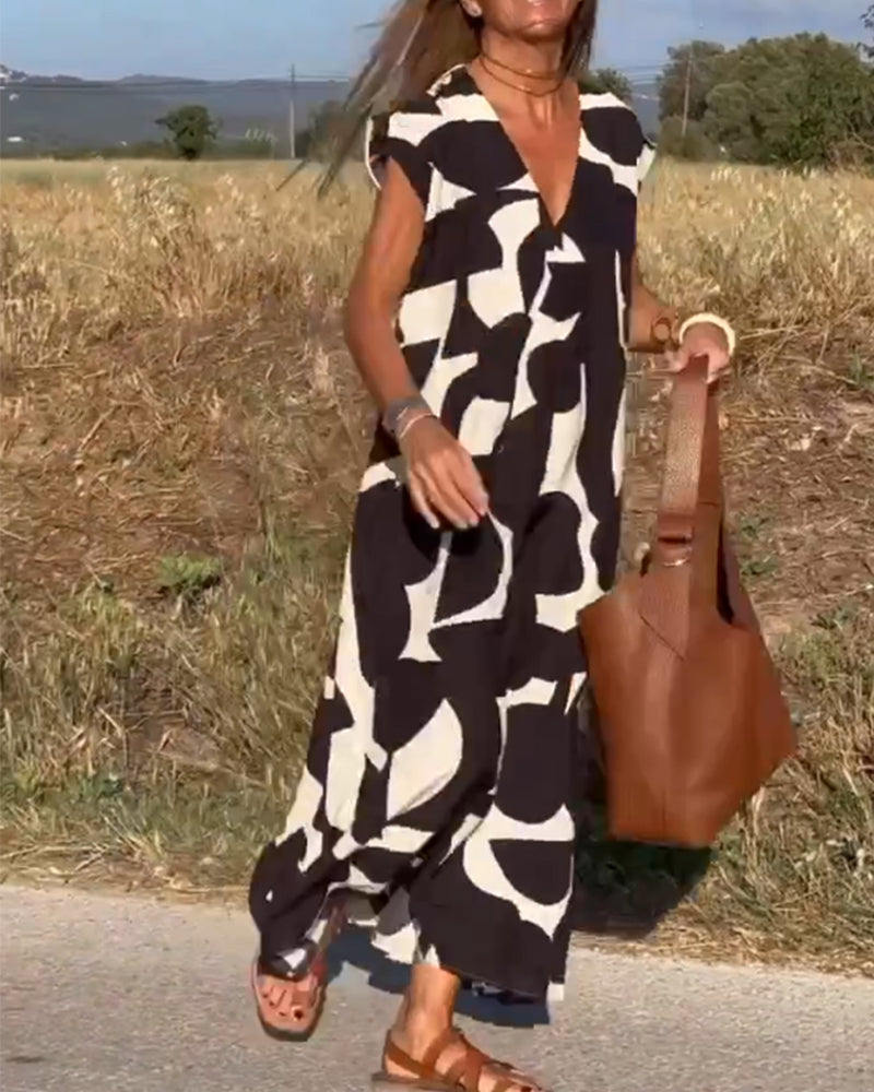 SITAâ„¢ | Vestido Elegante con Estampado y Escote en V