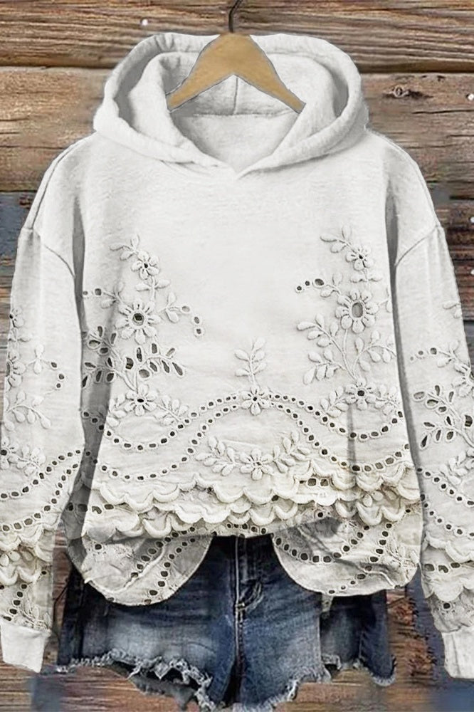 Sudadera con Capucha de Encaje Prato