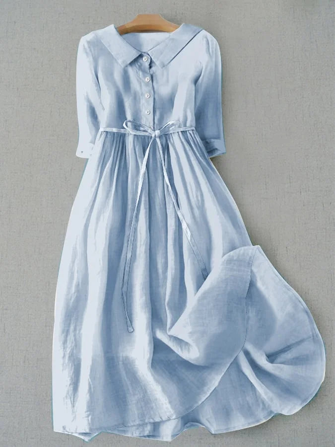 Lux - Vestido Elegante de Manga Corta con Cintas en la Cintura