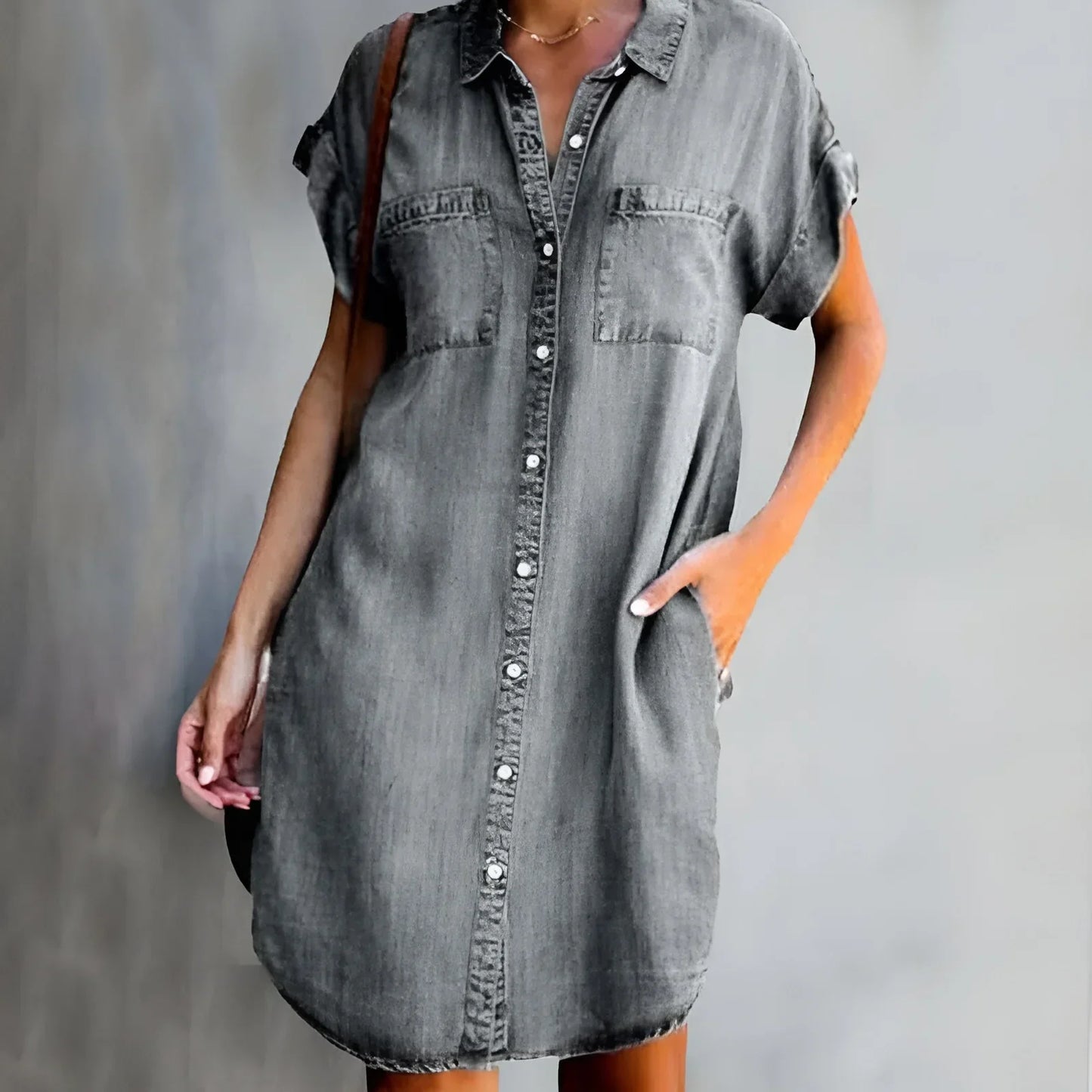 Bruna™ | Vestido Camisa Relajado con Cierre de Botones