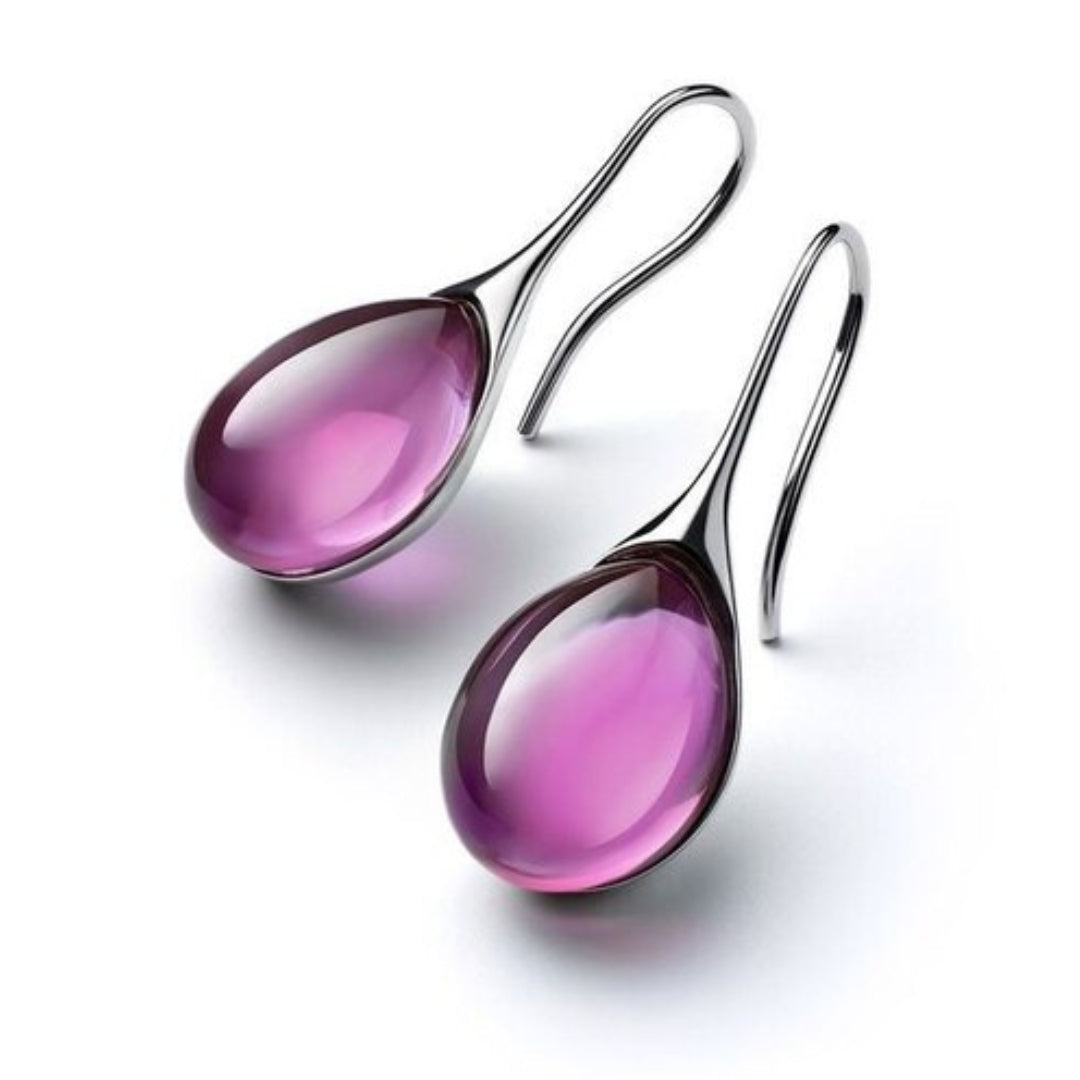 Pendientes de cristal en oro y plata