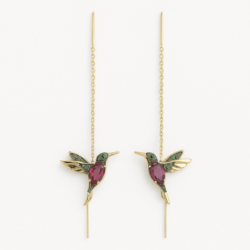 Pendientes de colibrí en circonita