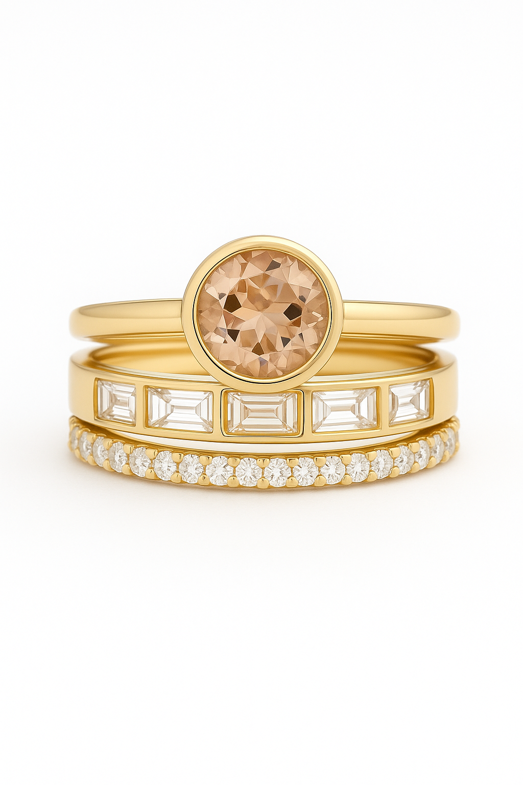 Anillo de Cristal Elegante Inlaid en Oro