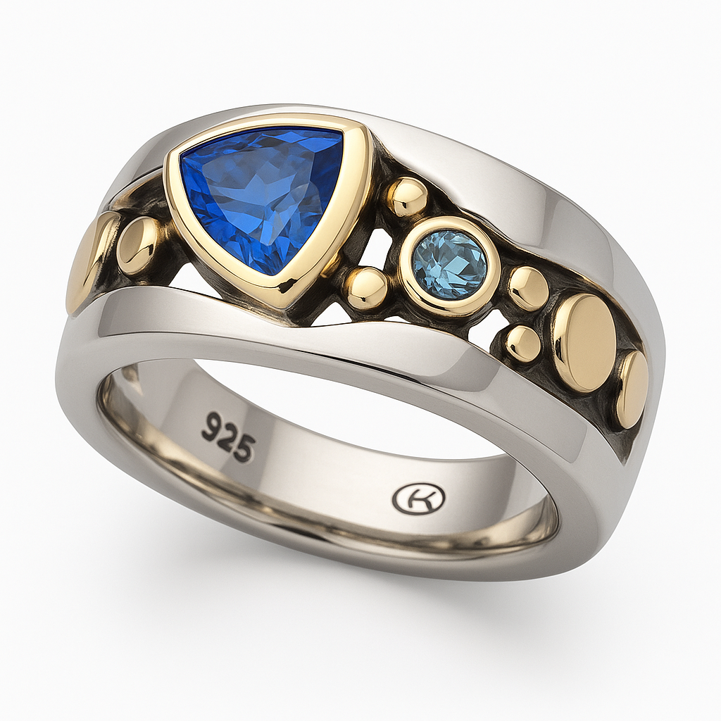 Anillo de cristal azul vintage