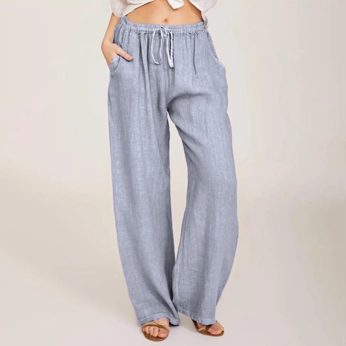 Julia | Pantalones de Algodón y Lino Cómodos