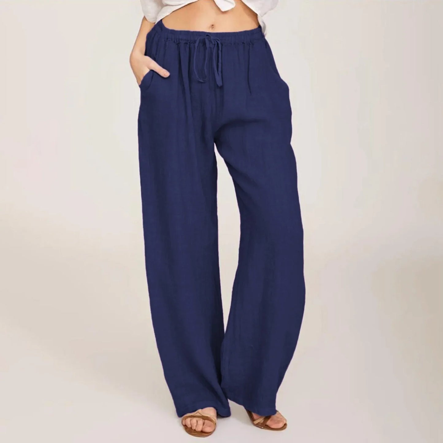 Julia | Pantalones de Algodón y Lino Cómodos