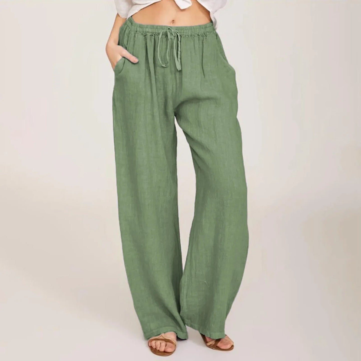 Julia | Pantalones de Algodón y Lino Cómodos