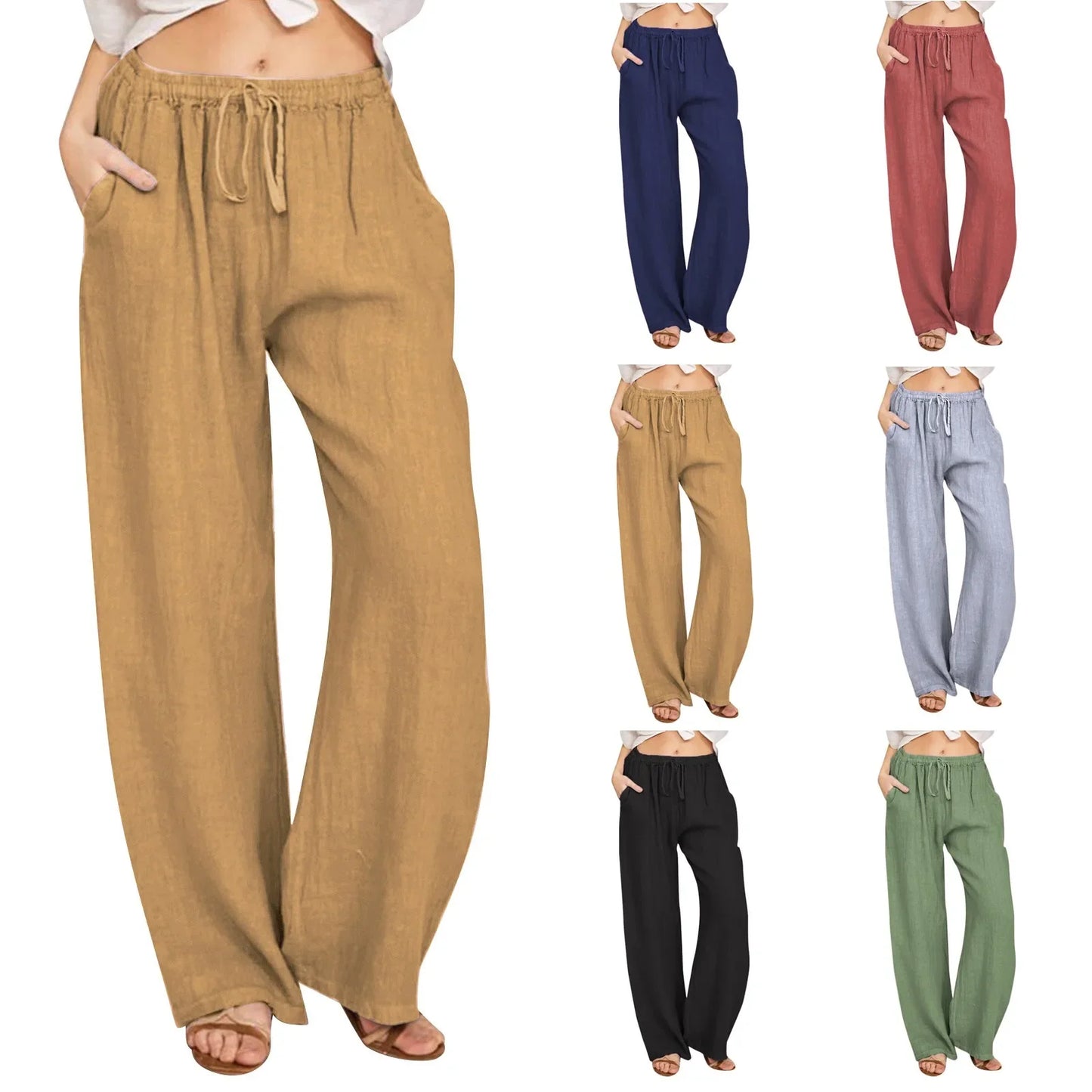 Julia | Pantalones de Algodón y Lino Cómodos