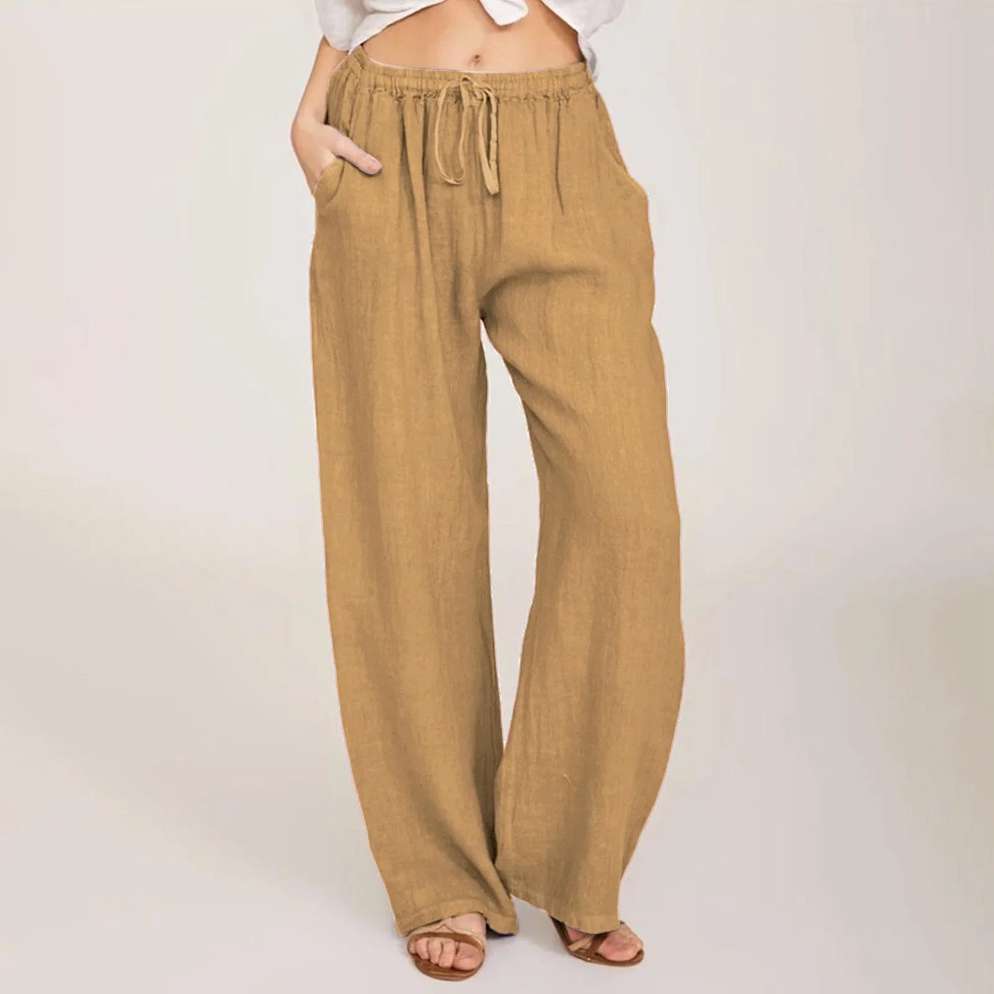 Julia | Pantalones de Algodón y Lino Cómodos