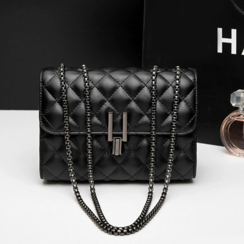 Bolso de Hombro Mini Tartan Elegante Negro