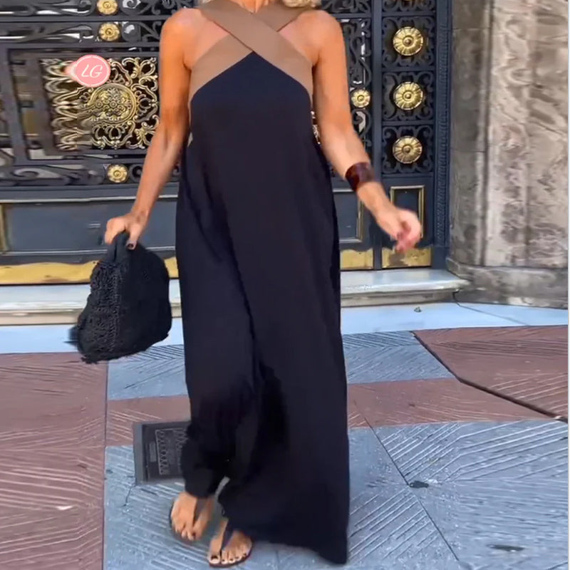 SIENNA™ | Vestido Elegante con Escote Profundo en la Espalda y Cuello Envolvente