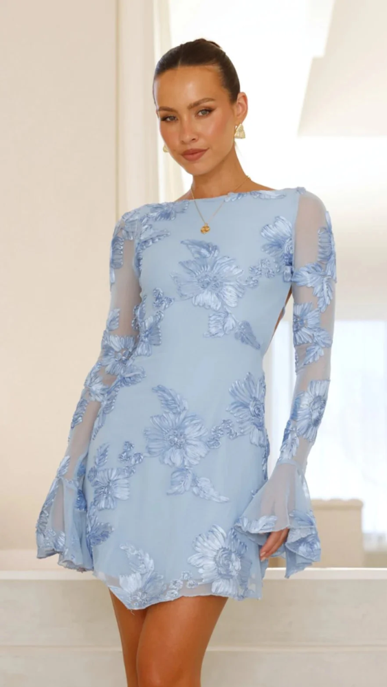 Cléa™ | Elegante Mini Vestido con Bordados Florales
