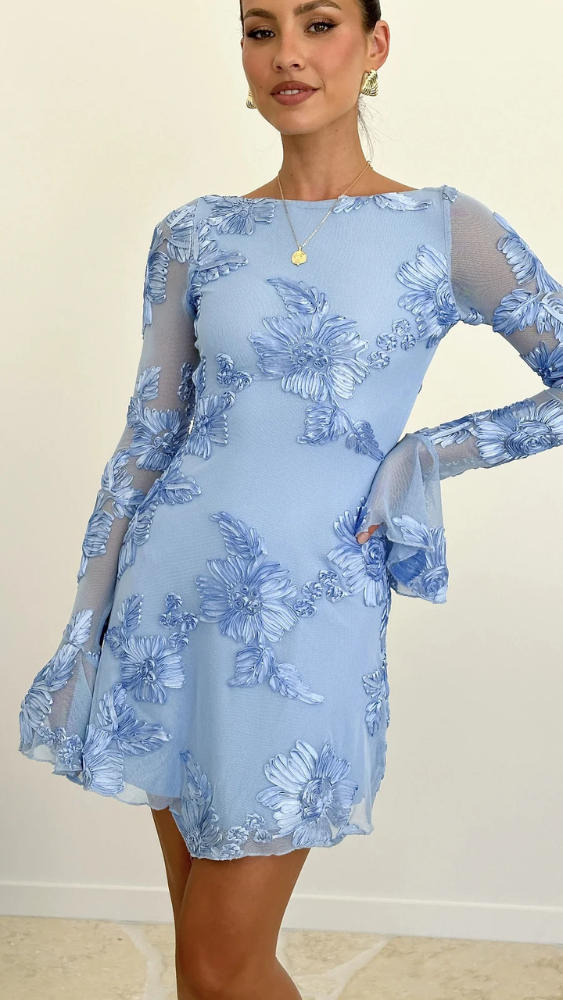 Cléa™ | Elegante Mini Vestido con Bordados Florales