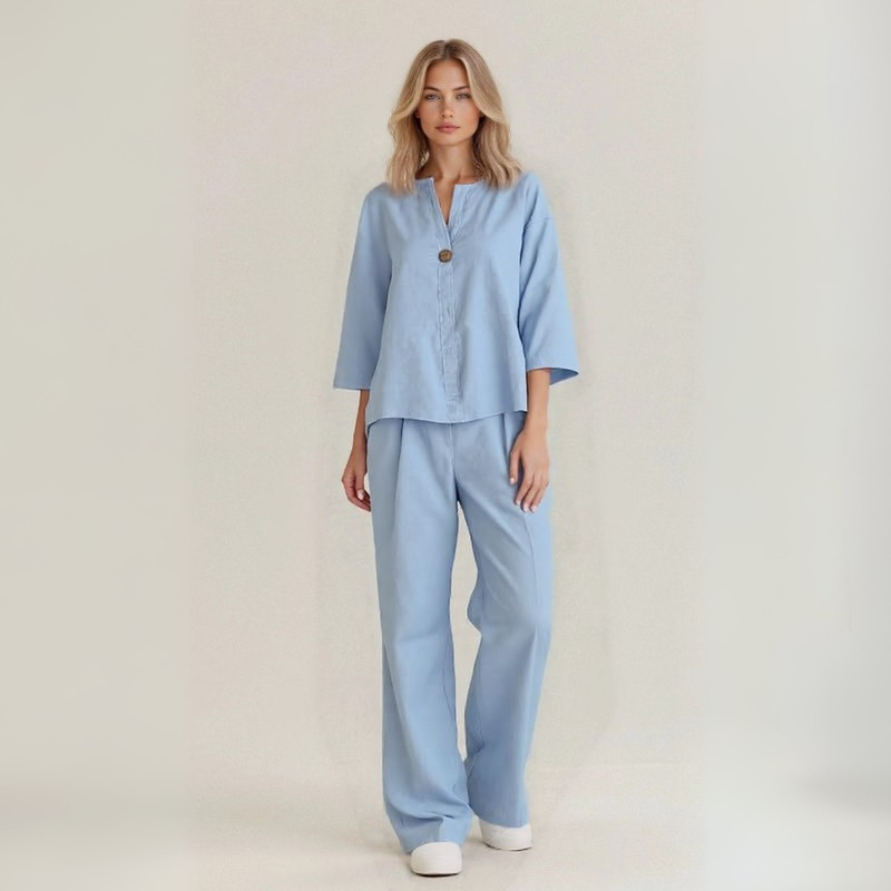 Amanda | Conjunto de lino mezcla de algodón artesanal