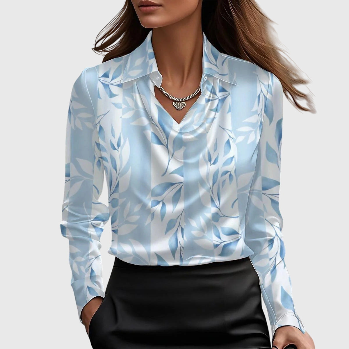 Sylvie | Blusa con brillo lujoso y cuello plisado