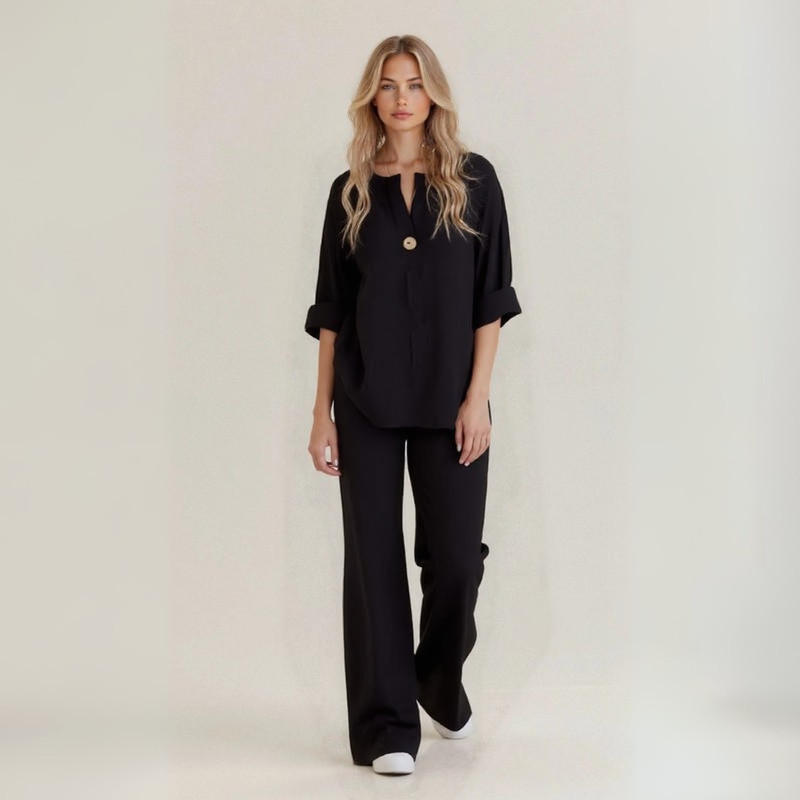 Amanda | Conjunto de lino mezcla de algodón artesanal