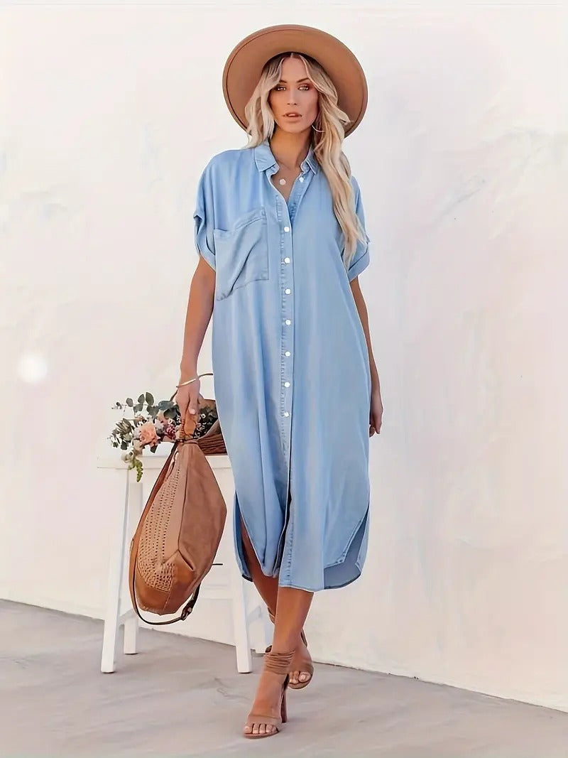 Béatrice™ | Vestido Camisa Elegante con Bolsillos Cómodos