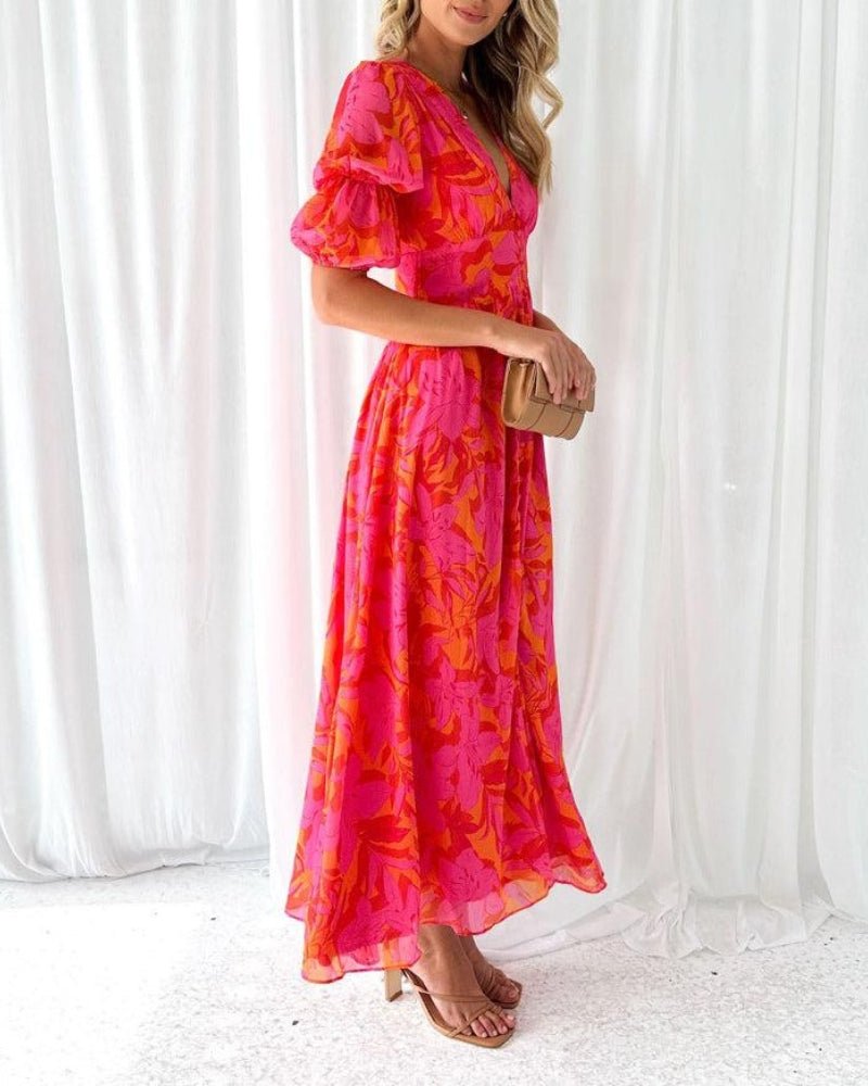Derana | Vestido maxi rojo-rosado