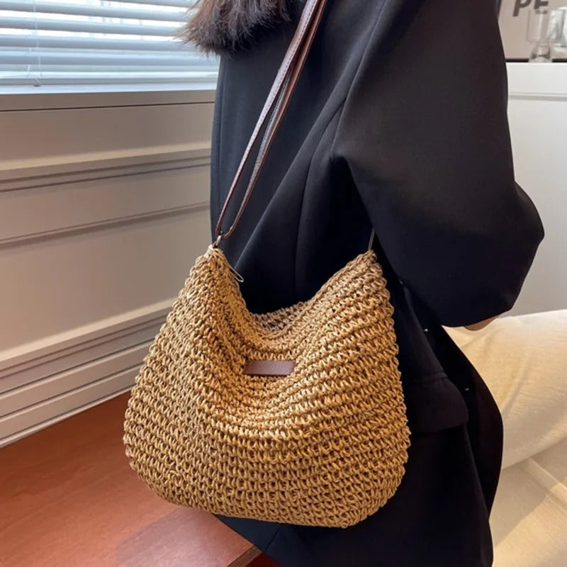Bolso de paja cruzado