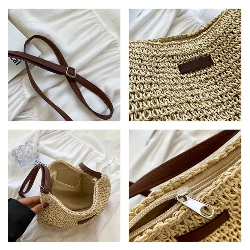 Bolso de paja cruzado
