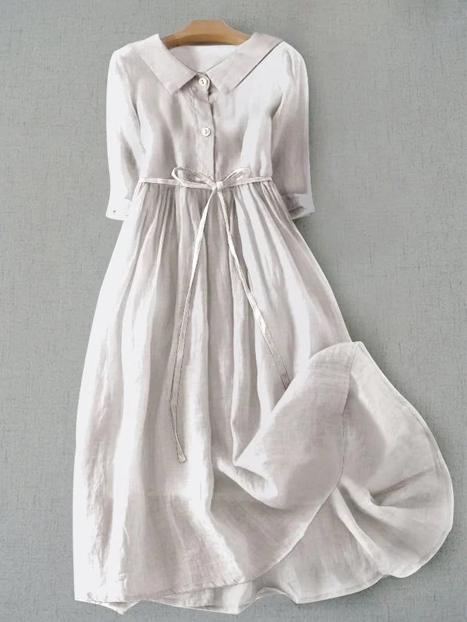 Lux - Vestido Elegante de Manga Corta con Cintas en la Cintura