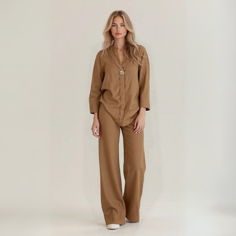 Amanda | Conjunto de lino mezcla de algodón artesanal
