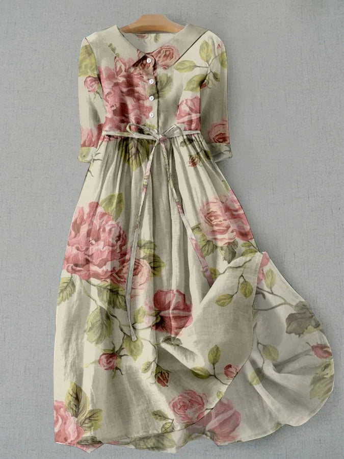 Marley - Vestido Vintage con Lazos y Estampado Floral