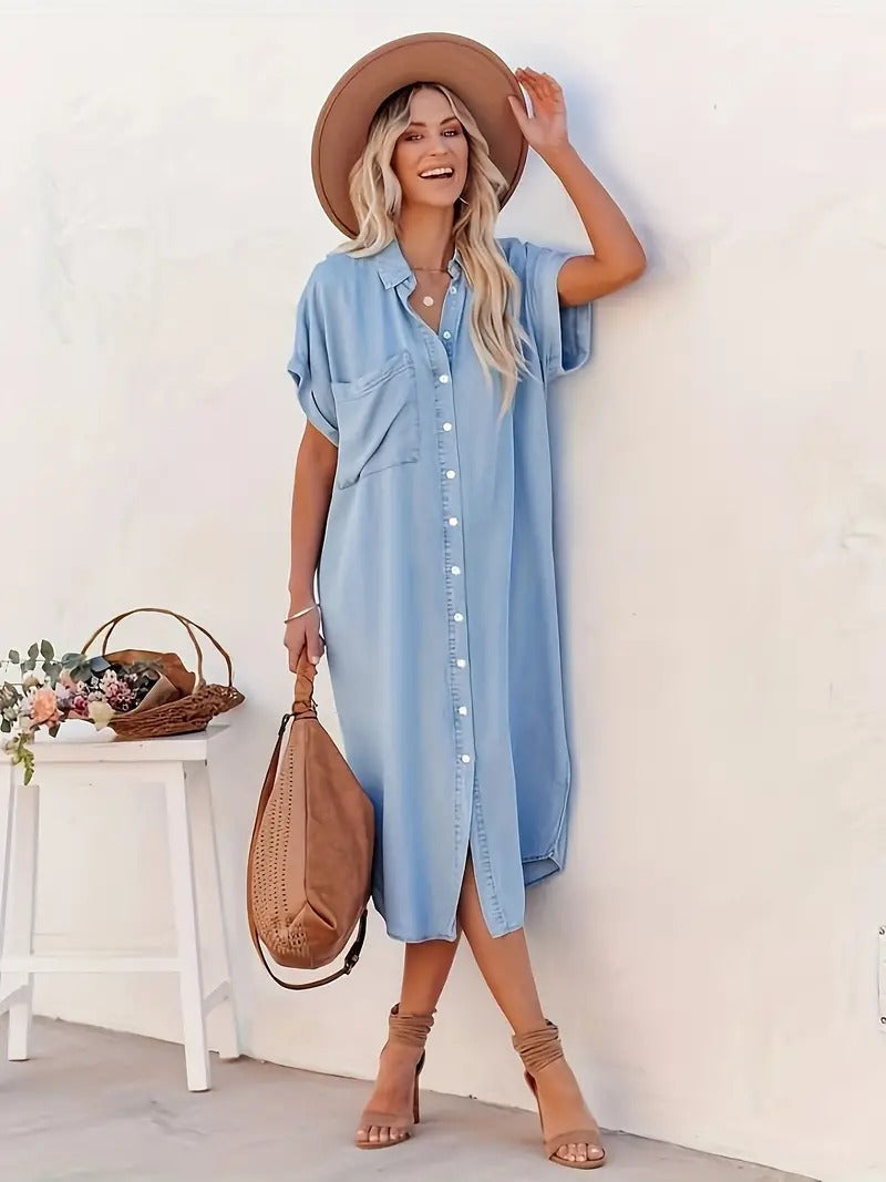 Béatrice™ | Vestido Camisa Elegante con Bolsillos Cómodos