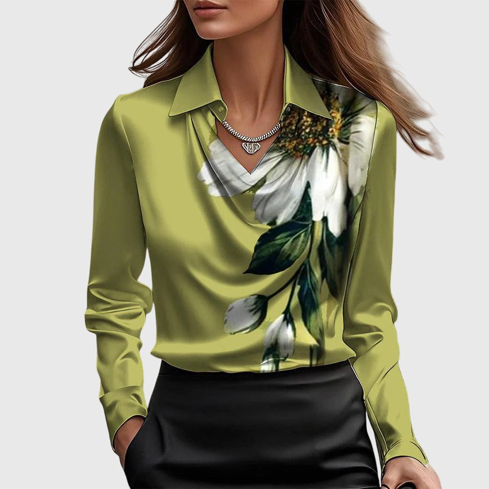 Sylvie | Blusa con brillo lujoso y cuello plisado