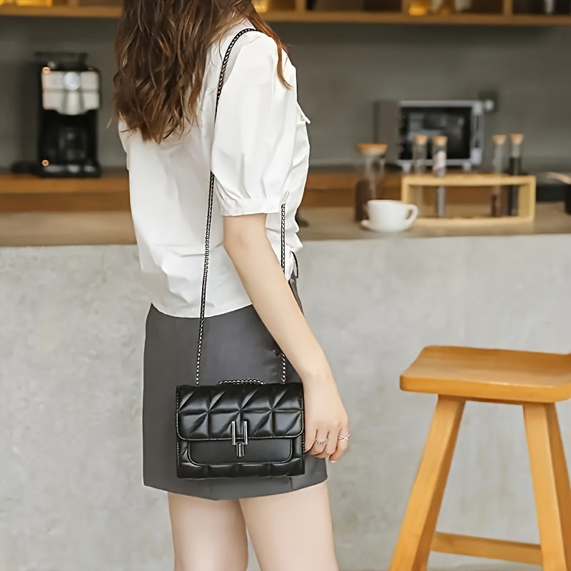 Bolso de Hombro Mini Tartan Elegante Negro
