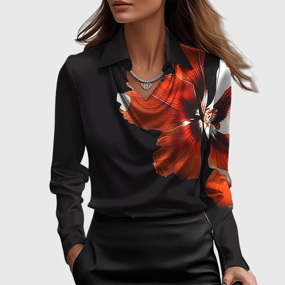 Sylvie | Blusa con brillo lujoso y cuello plisado
