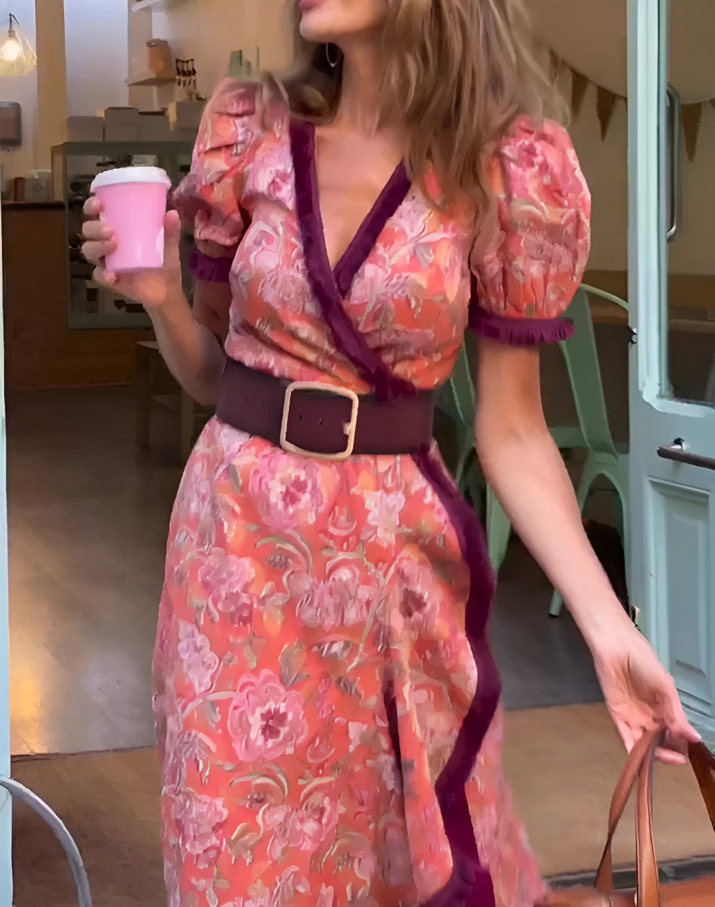 Laia | Maxivestido rosa con estilo y mangas cortas