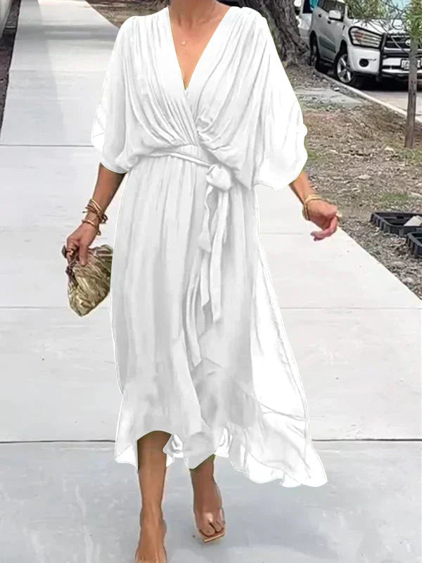 Monica™ | Elegante Vestido de Chifón de Seda con Atractivo Escote en V