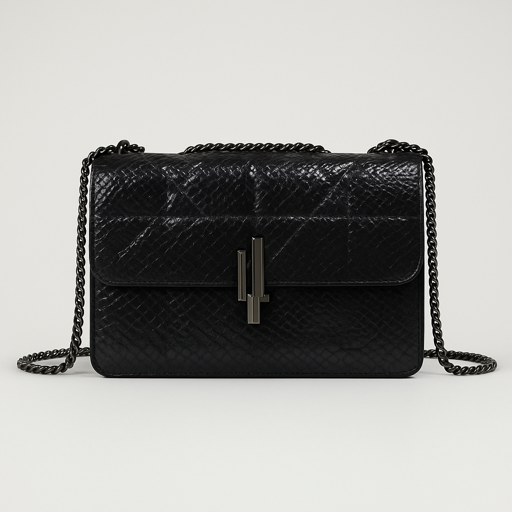 Bolso de Hombro Mini Tartan Elegante Negro