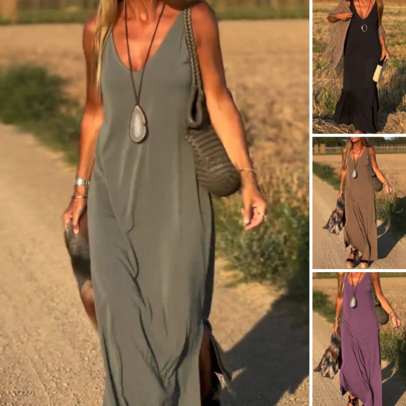 Élyse™ | Elegante Maxivestido Sin Mangas con Escote en V Refinado