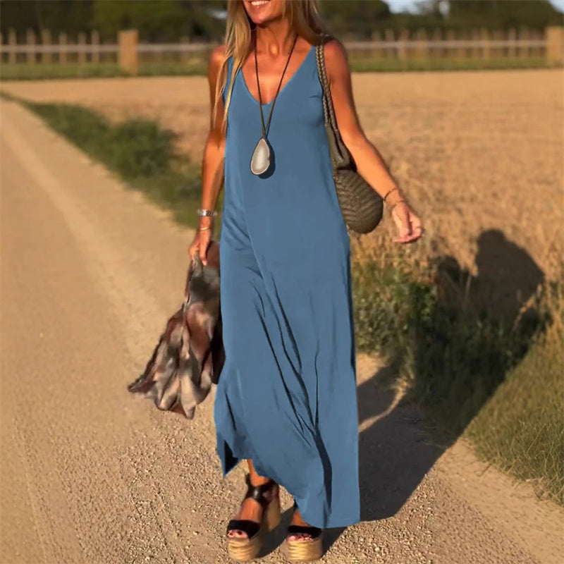 Élyse™ | Elegante Maxivestido Sin Mangas con Escote en V Refinado
